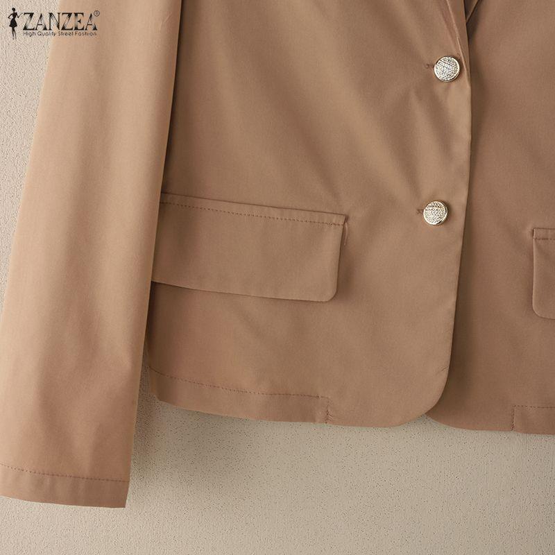 ZANZEA Женский повседневный кардиган-блейзер тонкий с отложным воротником, свободного кроя, с длинными рукавами