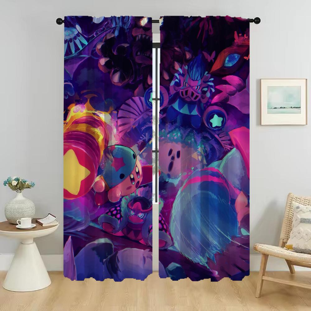 Kirbyes Window Curtain for Room 2 Panel Home Interior Curtains 2 Pieces Shades Tulle for Bedroom Halloween Decoration Partition