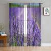 Фиолетовые цветы лаванды с деревянной текстурой шифоновые прозрачные шторы для гостиной спальни декор окна вуаль тюль занавески драпировки