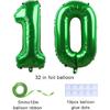 Зеленые шары-цифры 10 Гигантские шары-цифры 10 32" Гелиевый шар Подвесной шар Фольгированные майларовые шары для мальчиков девочек Принадлежности для вечеринки в честь 10-летия 10