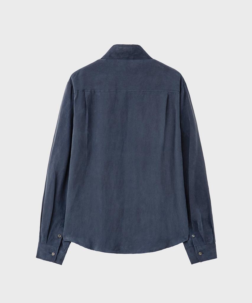 NOIRER Cupro Loose Fit Shirt (Navy)