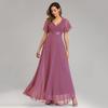 Chiffon Spring Summer Long Dress With Deep V Neck And Ruffle Details For Formal Events