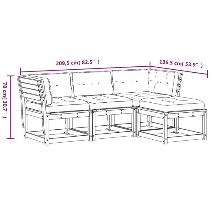 VidaXL Salon de Jardin avec Coussins 4 pcs, Canapés de Patio, Ensemble de Meubles, Mobilier de Terrasse Extérieur, Blanc 3216911