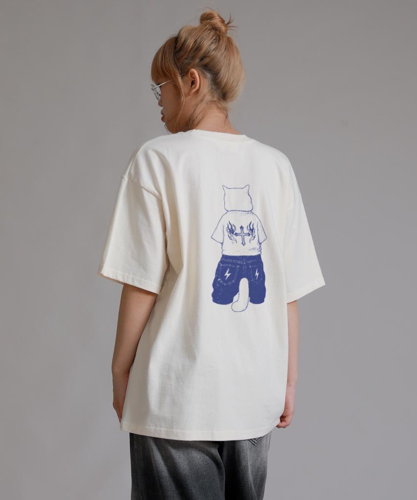 LIKE THE MOST Duocat 2 Oversized Short Sleeve T-Shirt 4 Colors