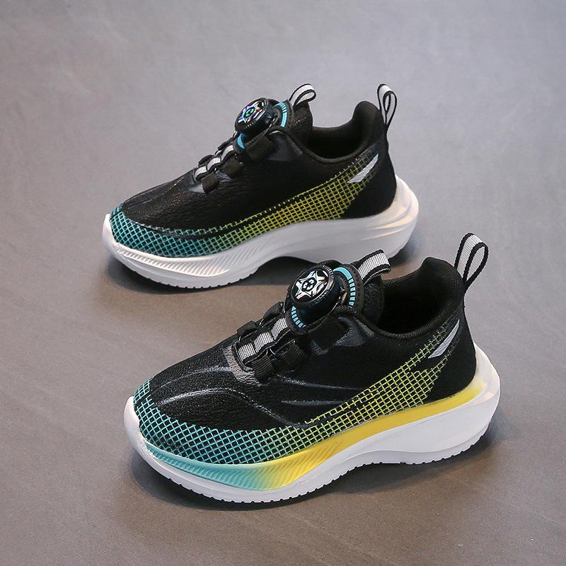 Спортивная обувь для девочек 2025 весна и осень новая модная обувь на кнопке для детей среднего и старшего возраста, повседневная обувь на мягкой подошве, нескользящая, детские кроссовки для бега