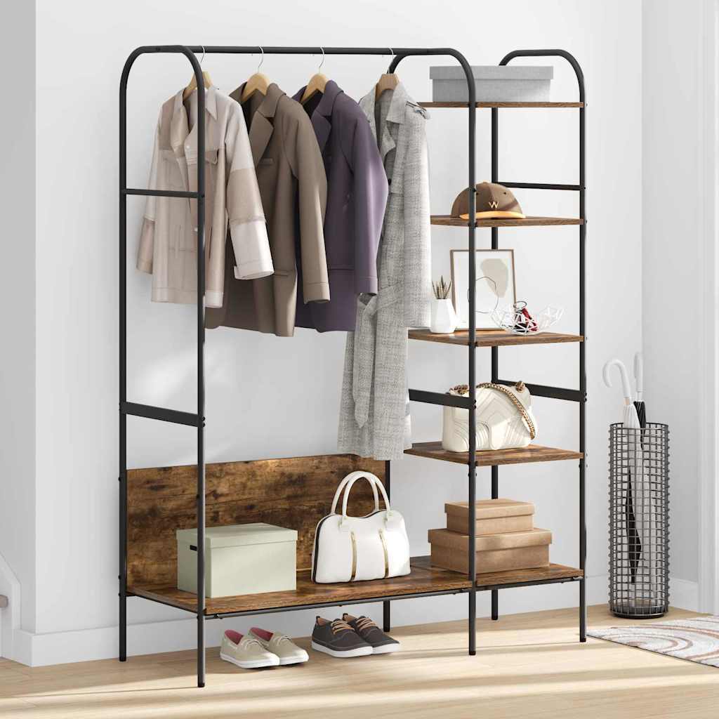 Clothing Rack with Shelf Brown Oak Effect 120 x 44 x 160 cm