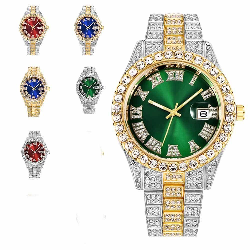 Date Display Quartz Wristwatch Waterproof Men Watch Fashion Iced Out Watch Jewelry Watch