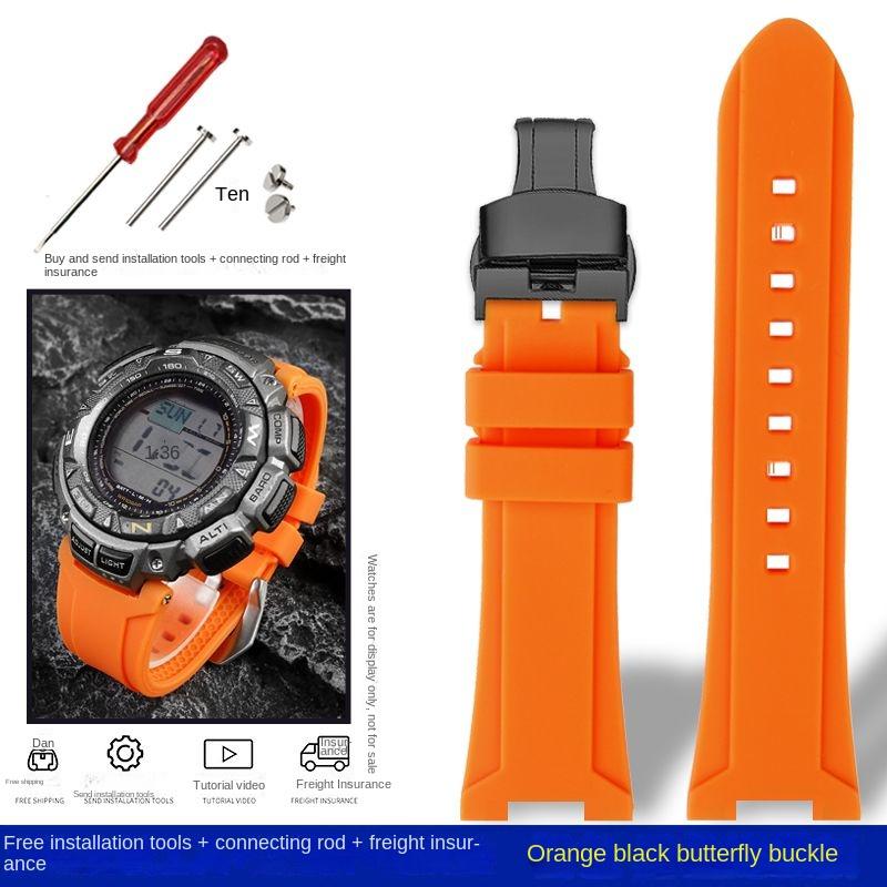 For Casio PRG-240 PRG-130Y/T PRW-1500 PRG-130 Resin Silicone Concave Rubber Watch Strap with Tools Sports Watchband Accessories