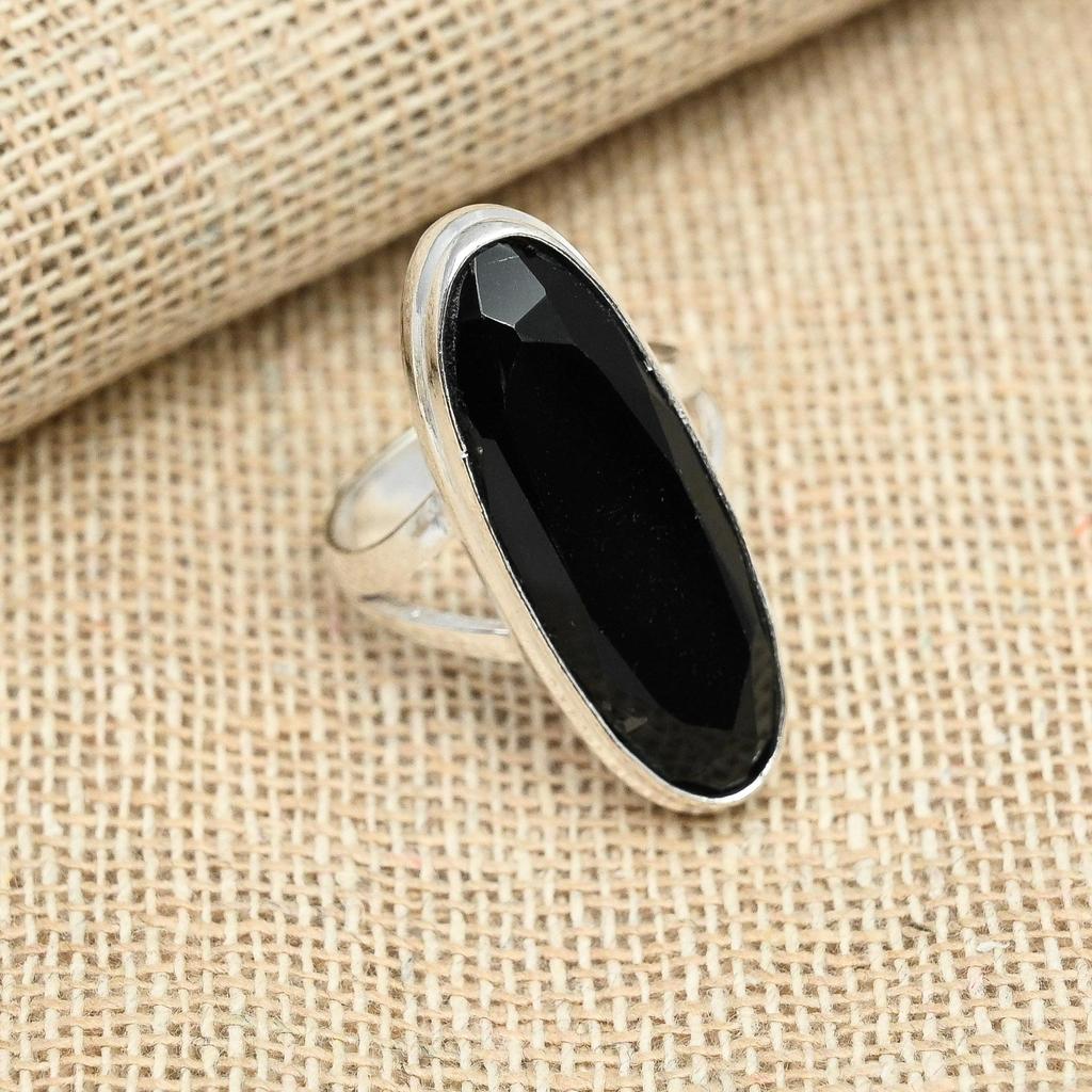 День Благодарения Черная шпинель Твердые стерлингового серебра 925 пробы Ювелирные изделия ручной работы с драгоценными камнями