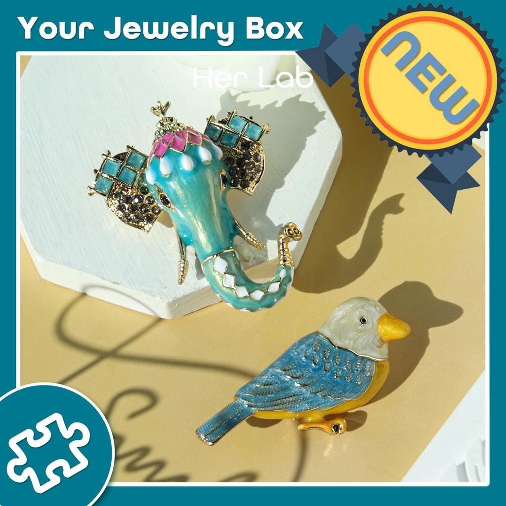 Her Lab | Великолепная тщательно продуманная костюмная брошь в стиле ар-деко со слоном, бирюзовой эмалью и цветными стразами