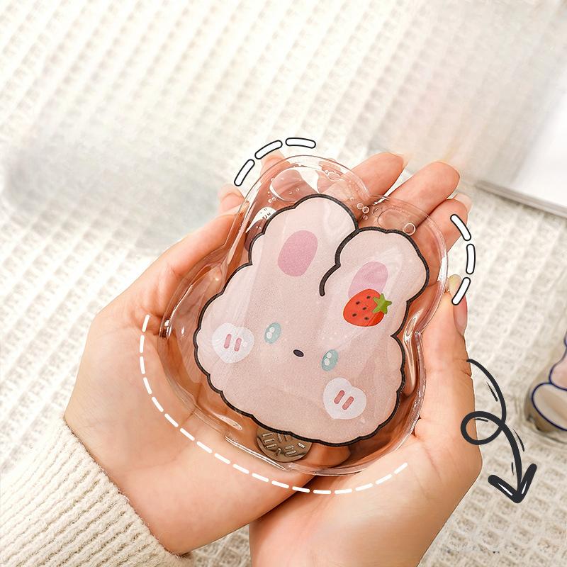 Грелка для рук Многоразовая самонагревающаяся Прозрачная с рисунком из мультфильма Сохраняет тепло Безопасная Быстро нагревающаяся грелка в виде кролика Грелки для рук