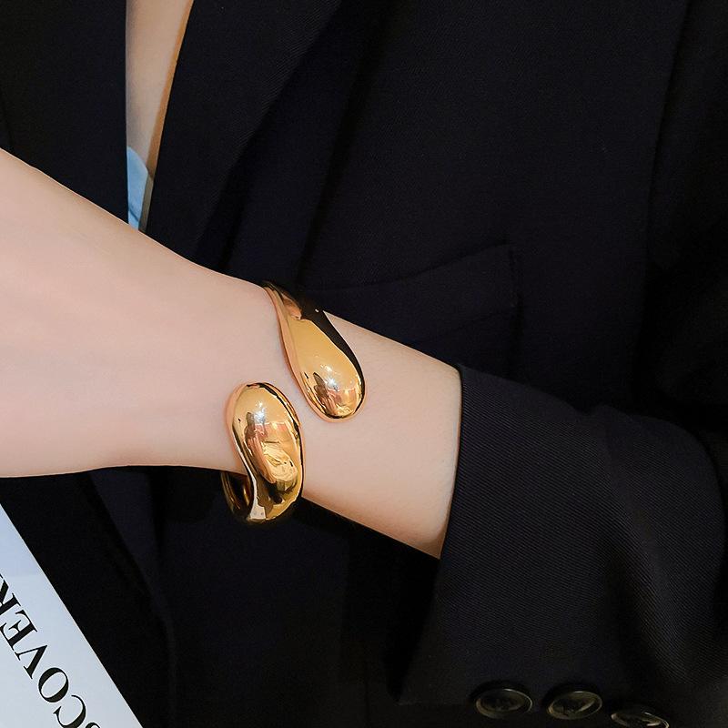 Opening Adjustable Bangles Gold Silver Color Alloy Bangles Goth Irregular Women Bangles Light Luxury Jewelry Accessories Gifts