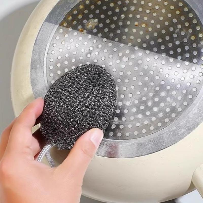 Шарики для чистки из нержавеющей стали с подвесными веревками, бытовые кухонные шарики для чистки масляных пятен для мытья КАСТРЮЛЬ и Посуды