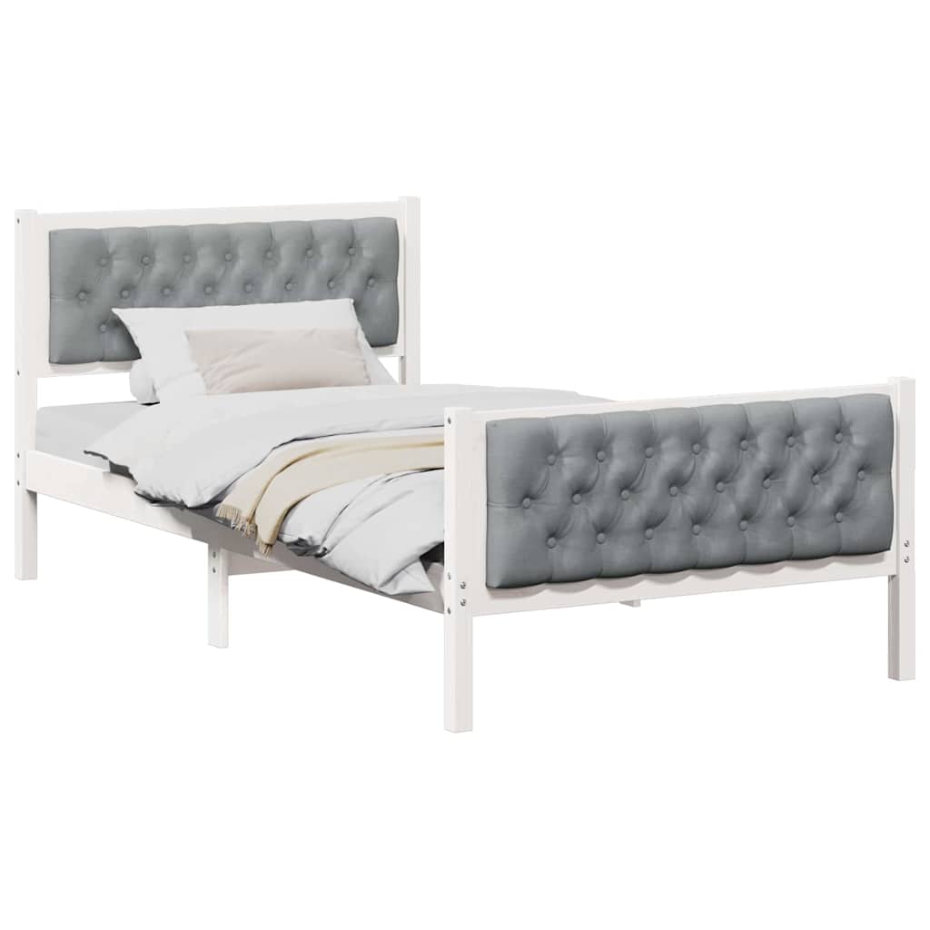 Bed Frame Light Grey 100 x 200 cm Solid Pine Wood