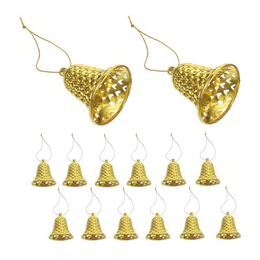 Christmas Decor Set: Tree Ornaments, Bells & Clock (12 Pieces)