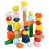 Children Wooden Gem Stone Balanc Building Blocks Educational Toys Creative Nordic Style Stacking Game Rainbow Wooden Toys Gift