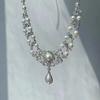 Sparkling Pearl Rhinestone Necklace Beads Pearl Collarbone Chain Sweet Double Layer Necklace  Gift