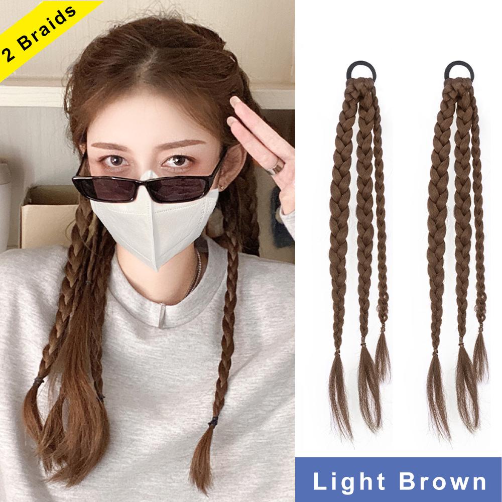 Bybrana Синтетическая резинка для хвоста, плетеная коса из жареного теста, наращивание волос, черные, коричневые женские различные стили