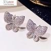 Нежные серьги-бабочки для женщин, ослепительные кубические циркониевые камни, аксессуары, свежие, милые, повседневные украшения для девушек