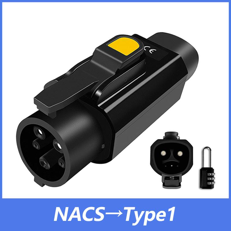 EVqiaoyi Адаптер NACS на Type1 для электромобилей, 50А, 11 кВт, от станции Tesla к электромобилям Type1, Конвертер быстрой зарядки для автомобилей американского стандарта