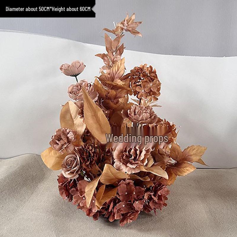 Red Floral Wedding Stage Backdrop with Artificial Flower Rows