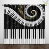 2PCS Piano Keys Music Theme Digital Printing Living Room Bedroom, Study Room, Matte Cloth Polyester, High Shading, Curtain Set