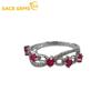 925 Sterling Silver 3mm Natual Ruby Luxury Rings for Women Created Wedding Engagement Party Fine Jewelry