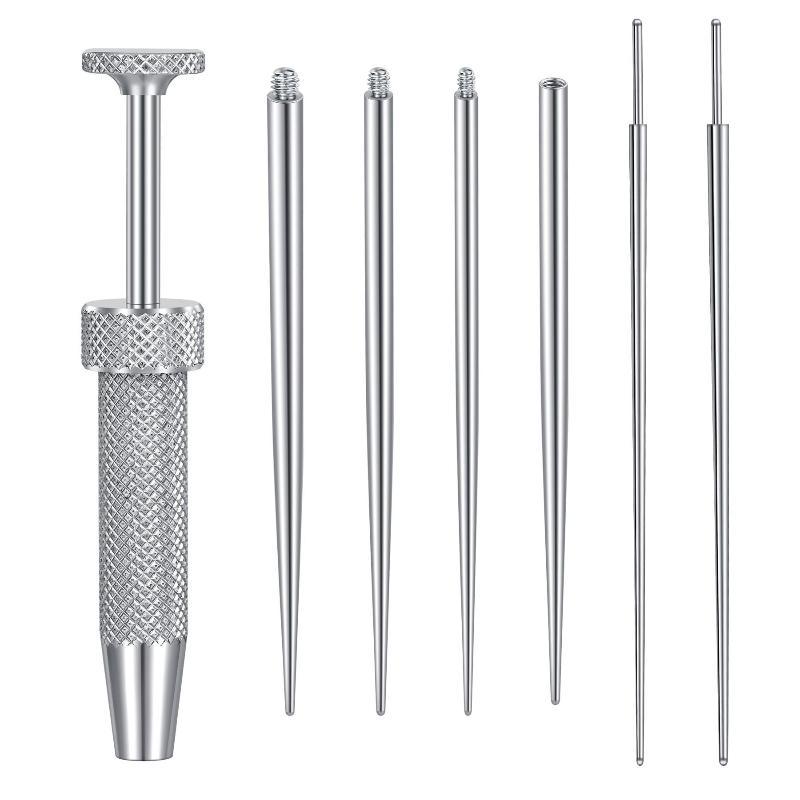 Stainless Steel Titanium Curved Piercing Taper Tool Earring Applicator Professional Puncture Straight/Curved Pole Earring Tool