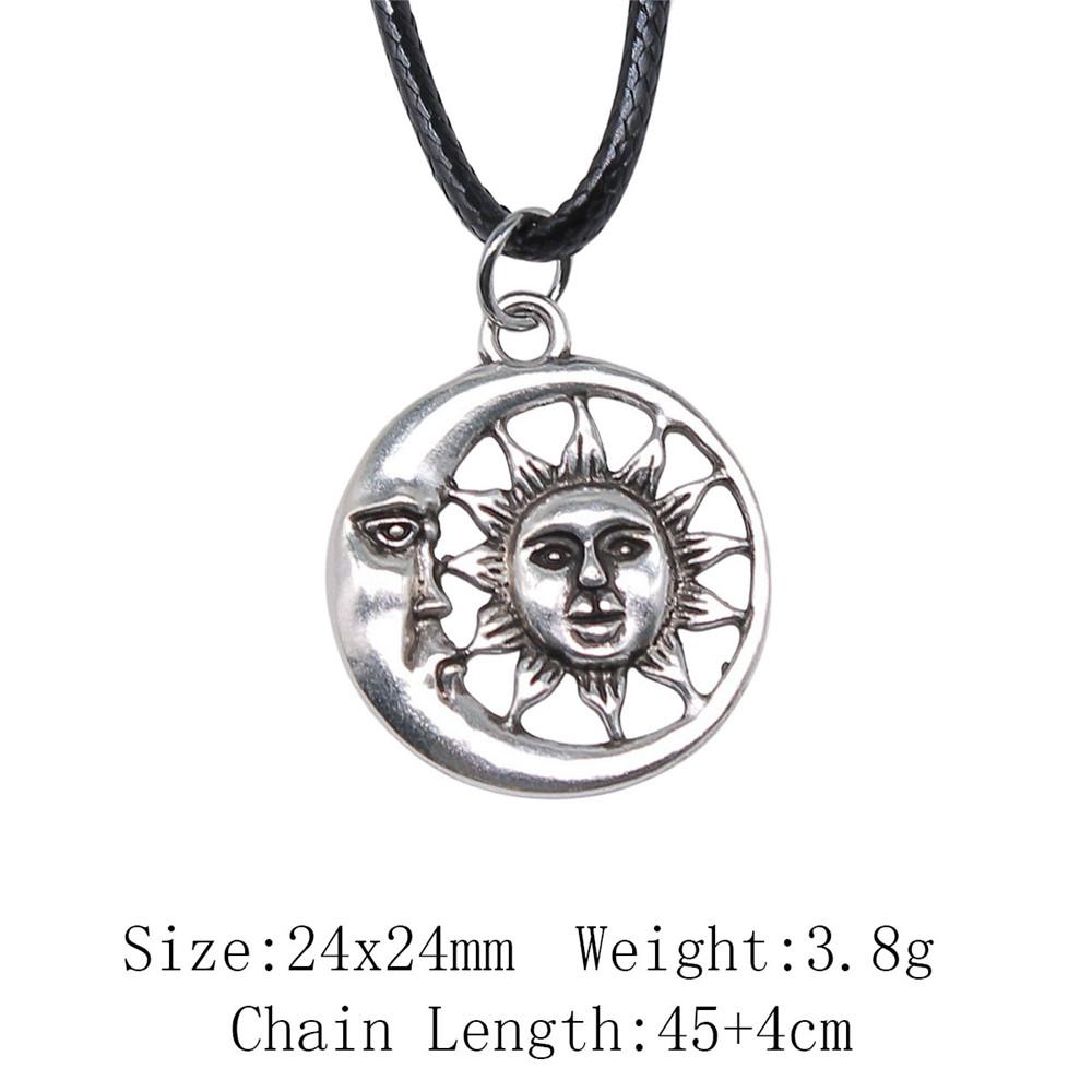 Birthday Gifts Choker Sun Moon Pentagram Necklace Leather Chain 45cm Art Supplies Neck Pendants