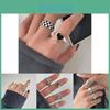 Unique Korean Design Black And White Geometric Ring For Women Vintage Inspired Fashion