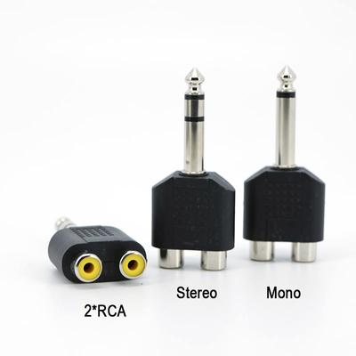 6,35 мм 6,5 моно 1/4 дюйма мужской на 2 RCA женский Y-разветвитель 6,35 стерео разъем 2RCA женский аудиоадаптер для микшера усилителя динамика