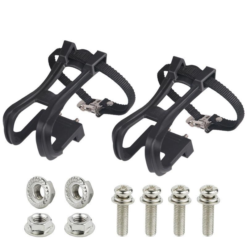 1 Pair Heavy Duty Bicycle Pedal Toe Clip Straps Adjustable Anti-Slip Road Bike Shoe Belts for Professional Cycling Races