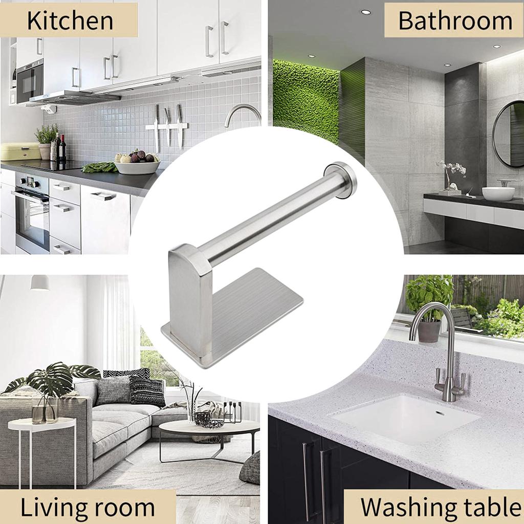 Hanging Toilet Paper Holder Paper Rack Stainless Steel Toilet Paper Roll Holder No Drilling Self-Adhesive Practical Roll Holder