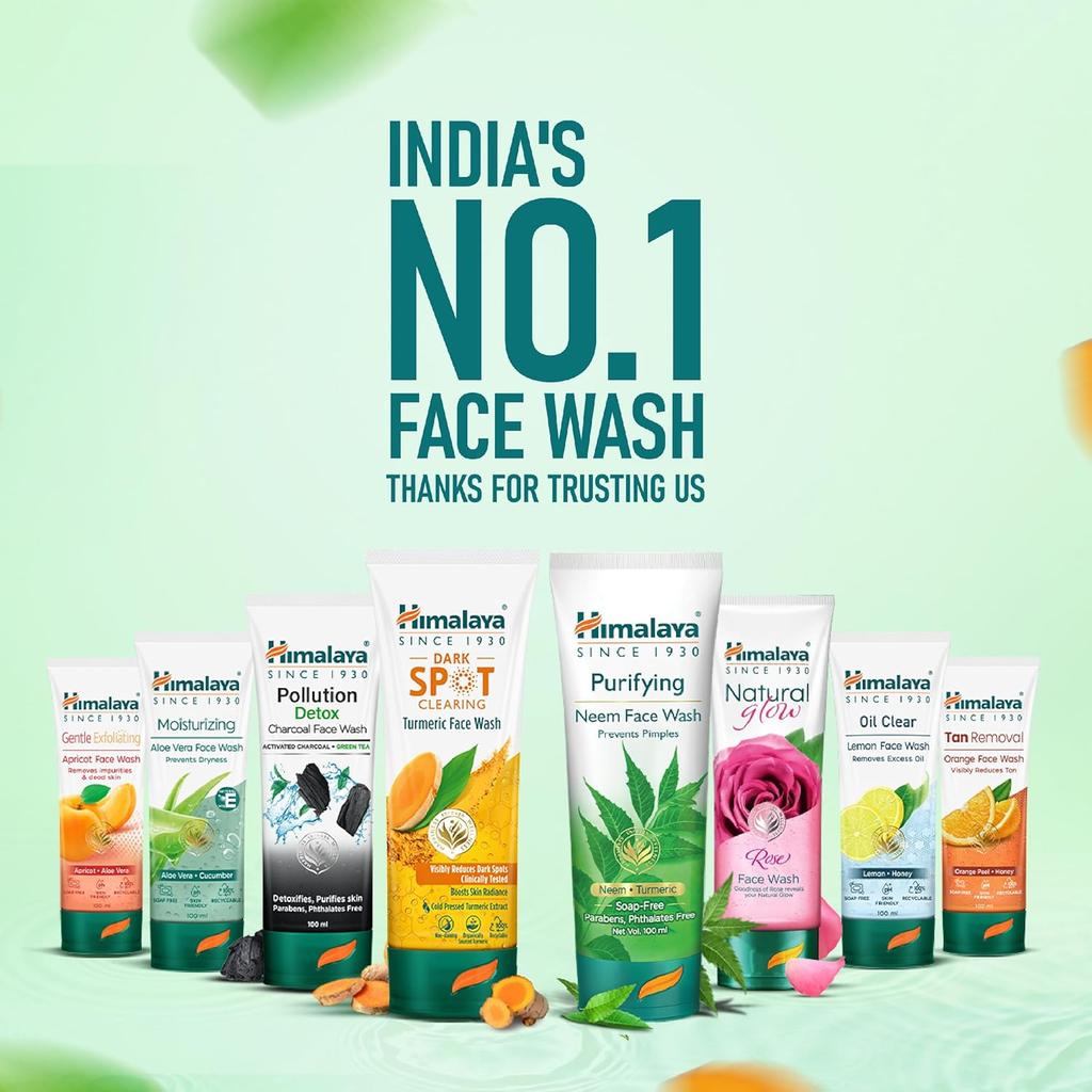 Himalaya Dark Spot Clearing Turmeric Face Wash 50ml Reduce Dark Spots and Blemishes Naturally