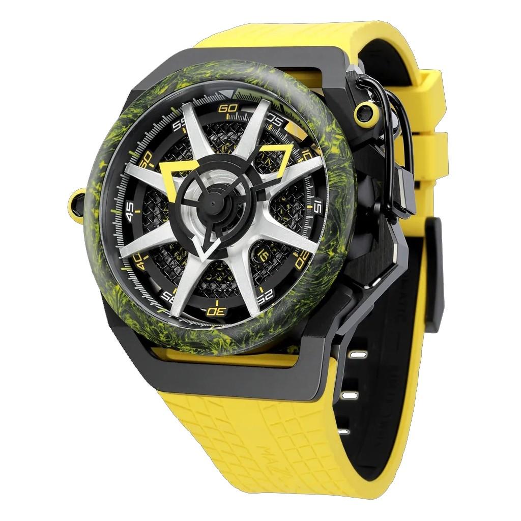 Mazzucato Мужские часы Rim Monza Reversible Chronograph с двумя циферблатами и автоматическим механизмом F1-YWBLK