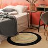 FUNNY JUTE - Round Natural Jute Living Room or Bedroom Rug, Diameter 90 Cm - Black Edge