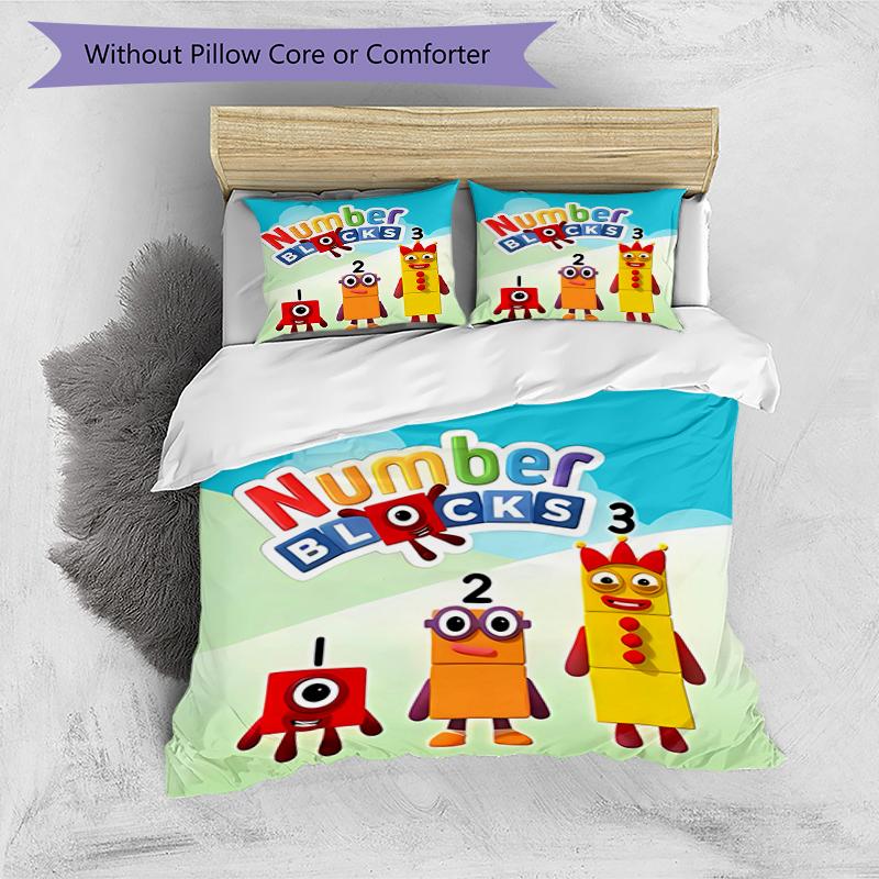 3pcs Numberblocks pattern bedding set duvet cover set includes duvet cover &pillowcases, perfect all season bedroom decoration & gift