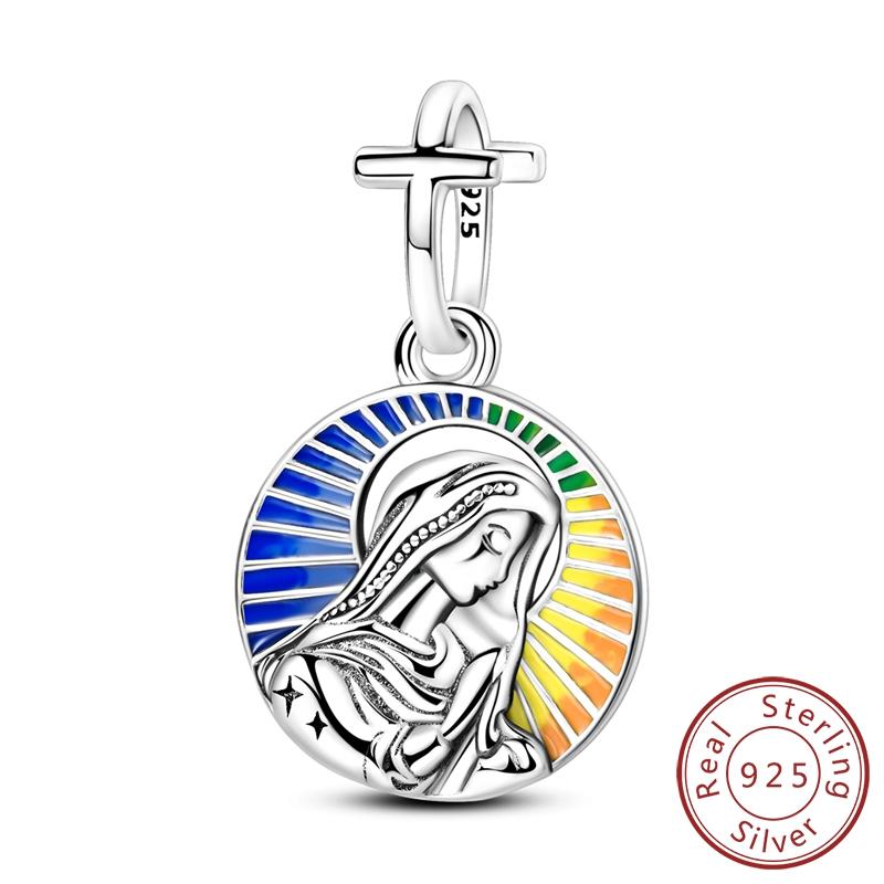 Медный шарм-подвеска Крест Ангел Святая Мать Кулон Подходит для оригинального браслета Сделай сам Женские украшения Подарок