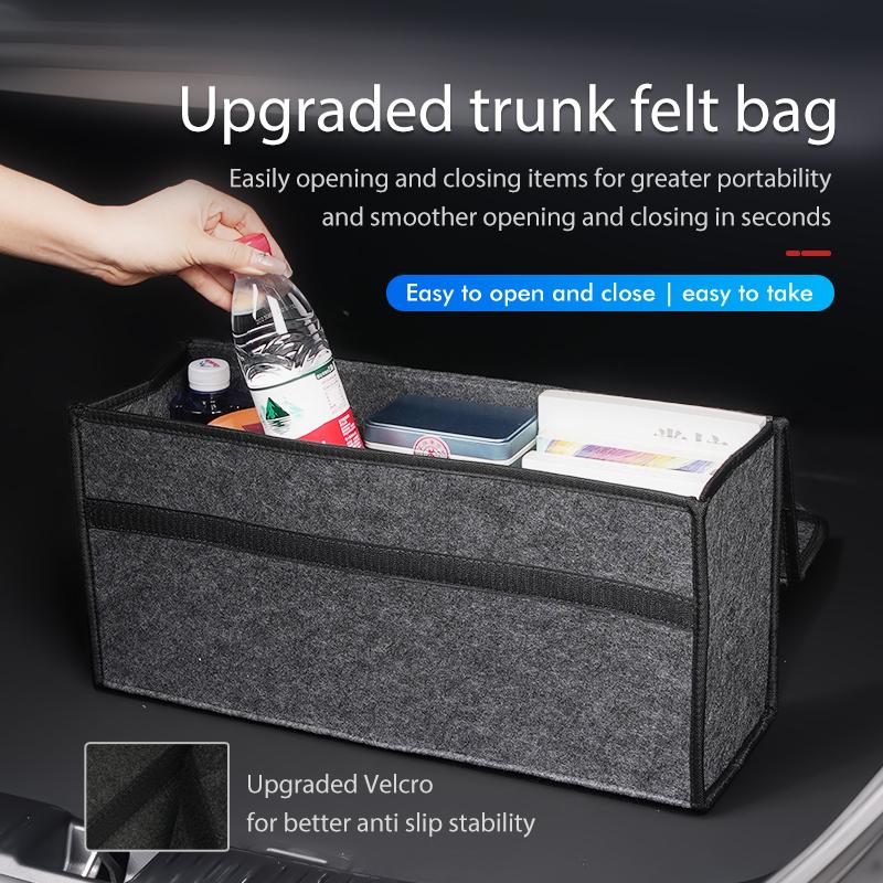 AAACF1 Felt Car Trunk Folding Organizer Bag Foldable Trip Storage Box For BMW Performance 1 3 5 7 Series M E93 F20 iX1 iX2 iX3 iX5 iX6