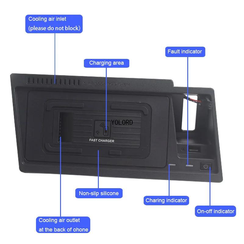 15 Вт быстрая зарядная пластина для мобильного телефона автозапчасти автомобильное беспроводное зарядное устройство для Volkswagen VW Atlas/Teramont 2021-2024