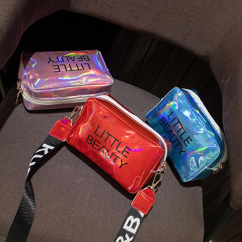 Mobile Phone Change Small Bag Women's Autumn New Korean Version Fashion Laser Shoulder Messenger Bag Printed with Letters