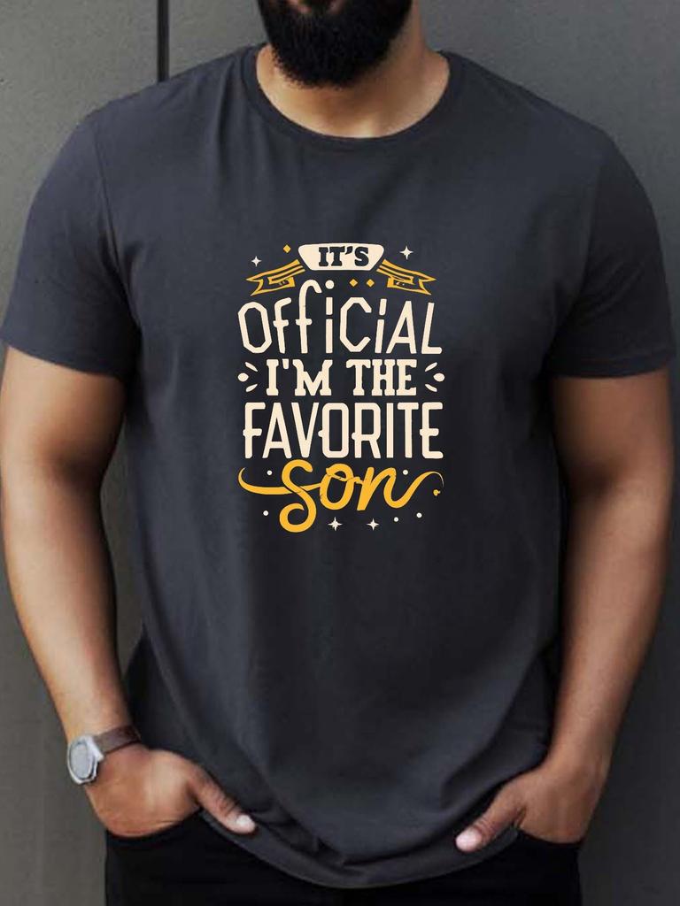 Vintage Im The Favorite Son Mens Casual TShirt Polyester Crew Neck Short Sleeve NonTransparent Geometric Pattern