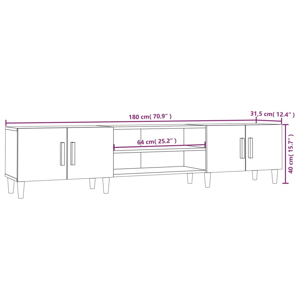 TV Cabinet in Sonoma Oak 180 x 31.5 x 40 cm Engineered Wood