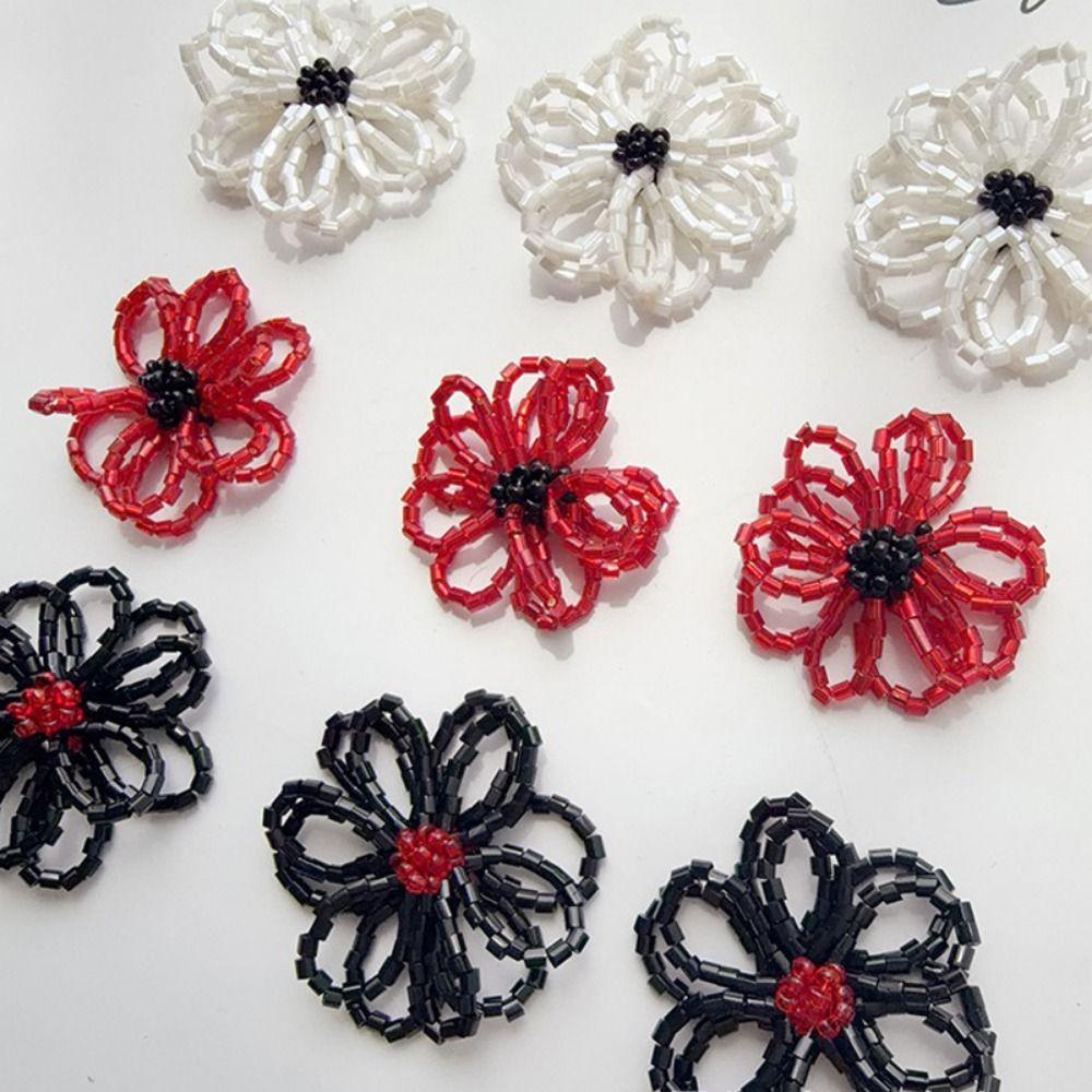 2Pcs Beaded Flower Craft DIY Beaded Flower Hollow Structure Brooch Pin Charms DIY Craft Projects