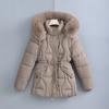 Fashion winter new hooded down thickened down cotton-padded jacket women's medium and long waist large fur collar cotton-padded jacket women's coat