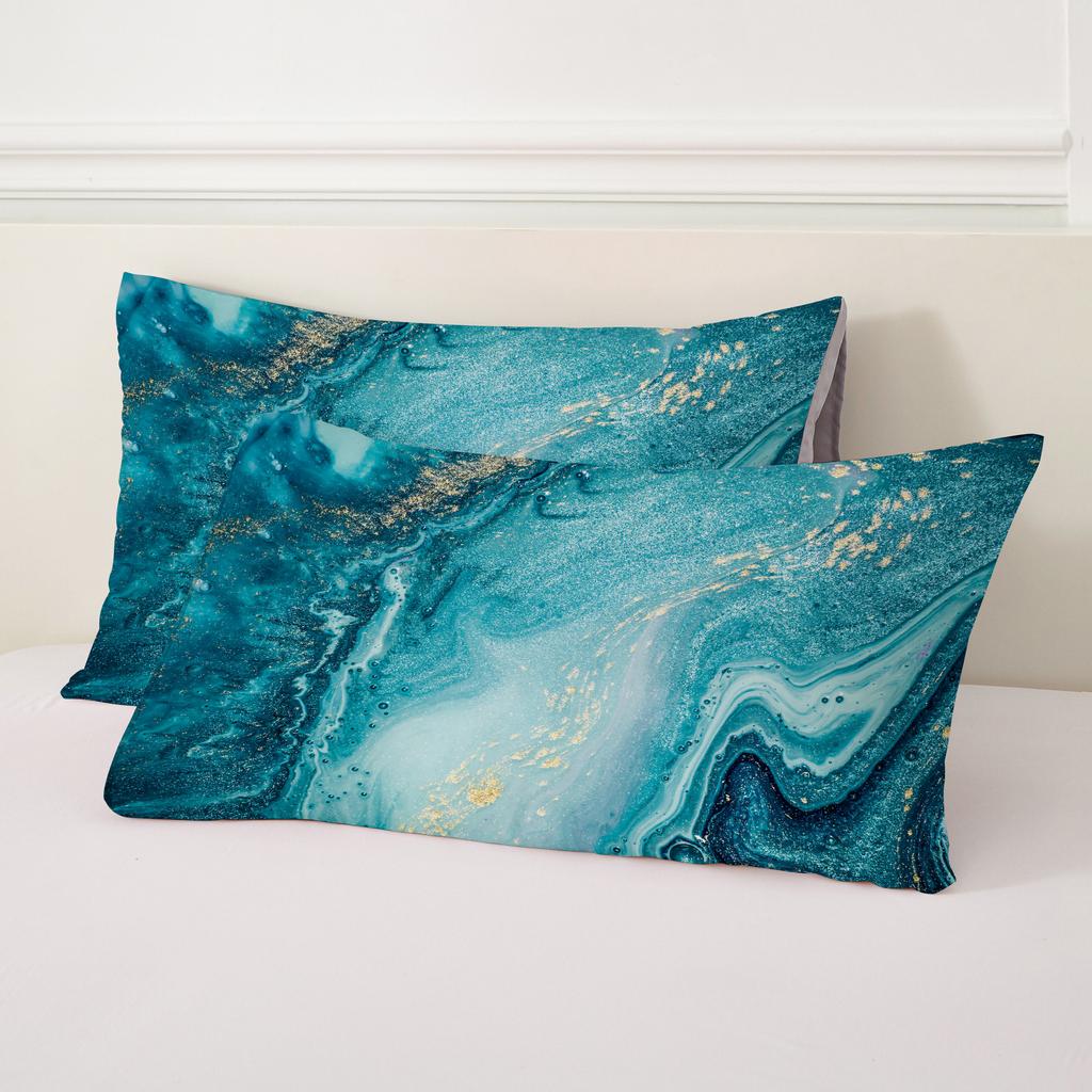 Comforter Green Blue Gold Marble Hd Digital Printing Bedding Set Soft Comfortable For Bedroom Guest Room