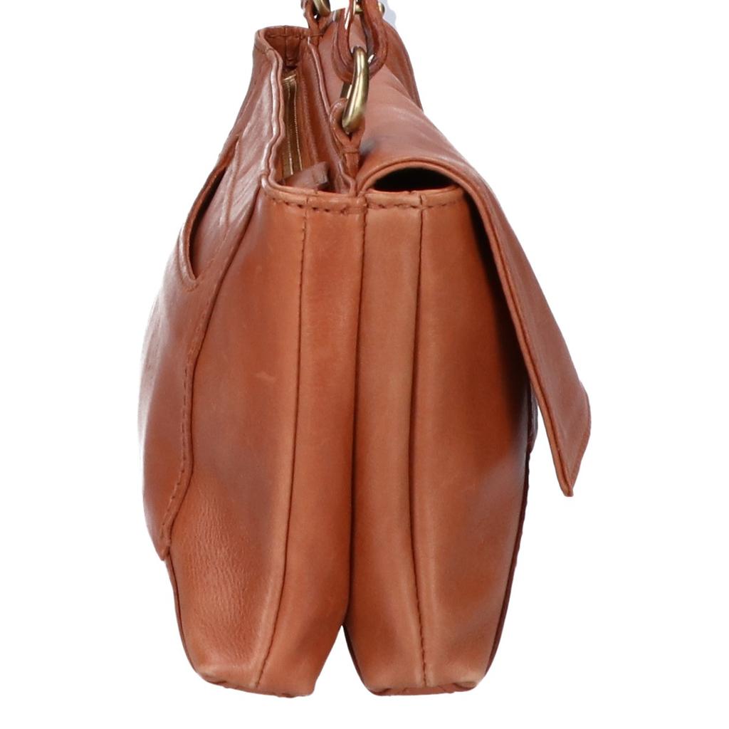 Genten Leather Flap Shoulder Bag BrownUsed