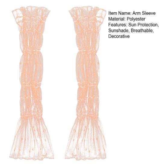 Women's Long Ultra-thin Mesh Arm Sleeves Sun UV Protection Cooling Fingerless Gloves Lace