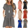Women's Fashion Casual Round Neck Short Sleeve Ruffle Dresses