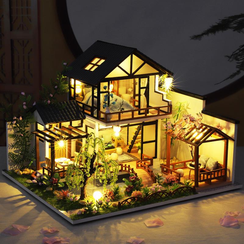 Модель здания кукольного дома 3D головоломка мини DIY комплект производство и сборка игрушек для комнаты украшение спальни с мебелью